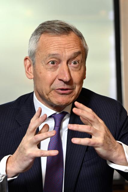 Automobile Distributor Group Ieteren's Chief Executive Officer Francis Deprez gestures during a press conference of the group to present the 2025 year results in Brussels on March 10, 2026. (Photo by ERIC LALMAND / Belga / AFP) / Belgium OUT