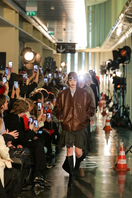 A model presents a creation for Litkovska for the Women's Ready to Wear Fall/Winter 2026-2027 collection fashion show as part of the Paris Women Fashion Week, in Paris, on March 10, 2026. (Photo by Thomas SAMSON / AFP)