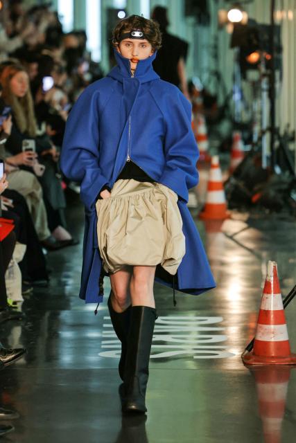 A model presents a creation for Litkovska for the Women's Ready to Wear Fall/Winter 2026-2027 collection fashion show as part of the Paris Women Fashion Week, in Paris, on March 10, 2026. (Photo by Thomas SAMSON / AFP)
