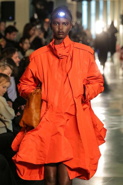 A model presents a creation for Litkovska for the Women's Ready to Wear Fall/Winter 2026-2027 collection fashion show as part of the Paris Women Fashion Week, in Paris, on March 10, 2026. (Photo by Thomas SAMSON / AFP)