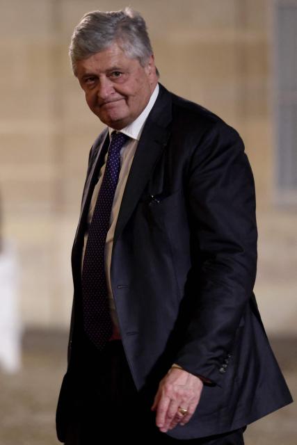 France’s junior Minister in charge of external trade Nicolas Forissier arrives at the Elysee Palace to attend a dinner held on the occasion of the Civil Nuclear Summit in Paris on March 10, 2026. (Photo by Ludovic MARIN / AFP)
