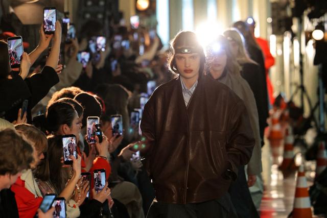 A model presents a creation for Litkovska for the Women's Ready to Wear Fall/Winter 2026-2027 collection fashion show as part of the Paris Women Fashion Week, in Paris, on March 10, 2026. (Photo by Thomas SAMSON / AFP)