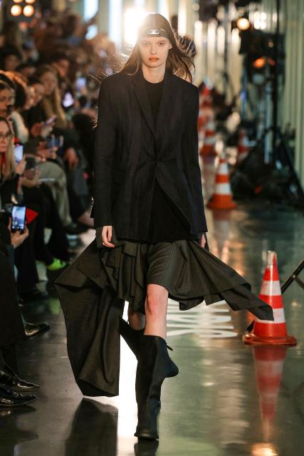 A model presents a creation for Litkovska for the Women's Ready to Wear Fall/Winter 2026-2027 collection fashion show as part of the Paris Women Fashion Week, in Paris, on March 10, 2026. (Photo by Thomas SAMSON / AFP)