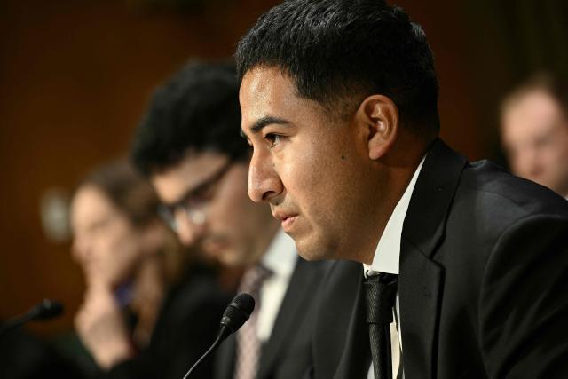 US Marine Corps veteran Alejandro Barranco testifies during a Senate Judiciary Committee hearing on American birthright citizenship on Capitol Hill in Washington, DC, on March 10, 2026. (Photo by Brendan SMIALOWSKI / AFP)