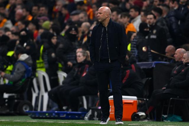 Liverpool's Dutch manager Arne Slot reacts during the UEFA Champions League round of 16 first leg football match between Galatasaray SK and Liverpool FC at the Ali Sami Yen Sports Complex in Istanbul on March 10, 2026. (Photo by YASIN AKGUL / AFP)