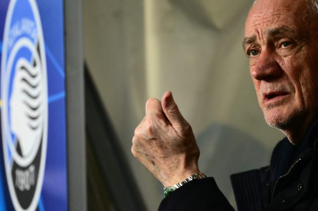 Atalanta's president Antonio Percassi is pictured before the UEFA Champions League last 16, first leg football match between Atalanta and Bayern Munich at the Gewiss stadium in Bergamo, on March 10, 2026. (Photo by Marco BERTORELLO / AFP)