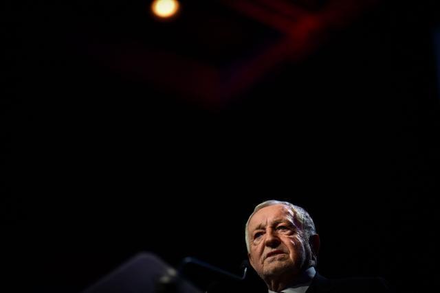 President of Business software publisher Cegid and Vice-President of French Football (FFF) Jean-Michel Aulas delivers a speech during a campaign rally for his candidacy in the Lyon municipal elections, in Lyon, central-eastern France, on March 10, 2026. (Photo by OLIVIER CHASSIGNOLE / AFP)