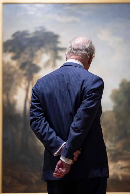 Britain's King Charles III looks on during his visit to Tate Britain to view the Turner & Constable: Rivals and Originals exhibition in London March 10, 2026. (Photo by Aaron Chown / POOL / AFP)