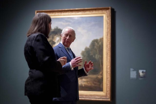 Britain's King Charles III looks on during his visit to Tate Britain to view the Turner & Constable: Rivals and Originals exhibition in London March 10, 2026. (Photo by Aaron Chown / POOL / AFP)