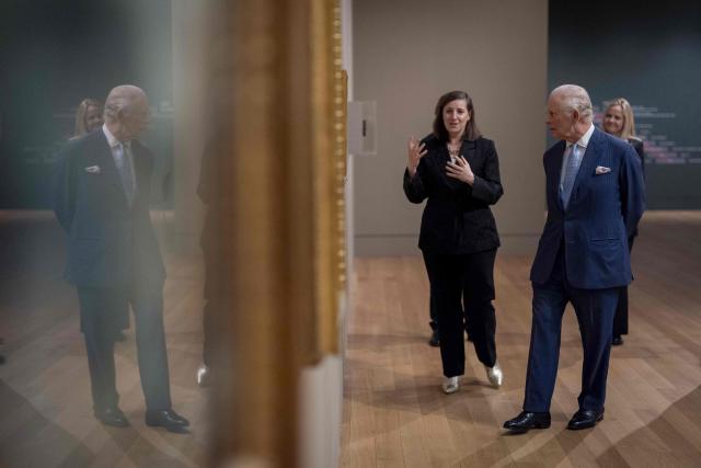 Britain's King Charles III looks on during his visit to Tate Britain to view the Turner & Constable: Rivals and Originals exhibition in London March 10, 2026. (Photo by Aaron Chown / POOL / AFP)