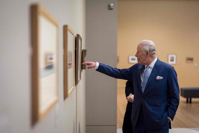 Britain's King Charles III looks on during his visit to Tate Britain to view the Turner & Constable: Rivals and Originals exhibition in London March 10, 2026. (Photo by Aaron Chown / POOL / AFP)