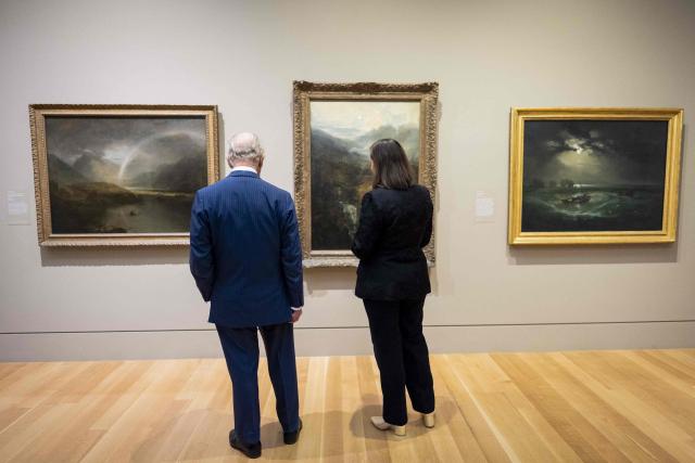 Britain's King Charles III looks on during his visit to Tate Britain to view the Turner & Constable: Rivals and Originals exhibition in London March 10, 2026. (Photo by Aaron Chown / POOL / AFP)