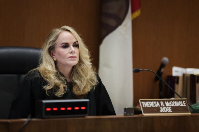 Judge Theresa McGonigle presides over the arraignment for Ivanna Lisette Ortiz, accused of firing shots at Rihanna's home, at the Clara Shortridge Foltz Criminal Justice Center in Los Angeles, on March 10, 2026. Ortiz, alleged to have fired an assault rifle at the luxury Los Angeles home of Rihanna -- while the pop superstar was inside -- was being held by police on March 9, 2026. Officers in the city said shots were fired towards the mansion in the middle of day on March 8 by a suspect driving a white Tesla, which had stopped across the street. (Photo by Ethan Swope / POOL / AFP)