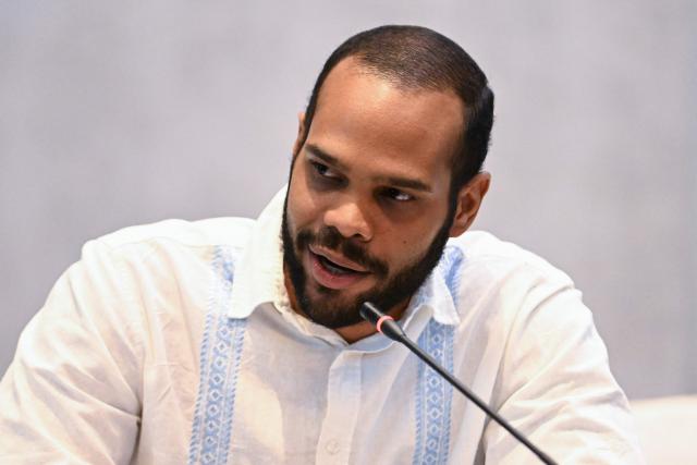 Cristhian Jimenez, a representative of Amnesty International Americas, speaks during the "Cuba: Situation of Persons Deprived of Liberty" public hearing as part of the IACHR 195th period of sessions in Guatemala City on March 10, 2026. (Photo by Johan ORDÓÑEZ / AFP)