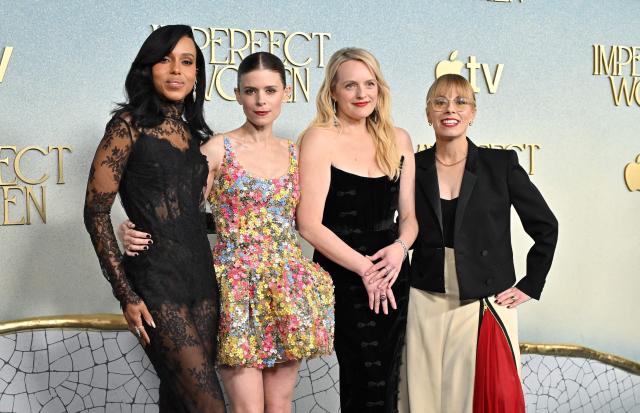 (L/R) Actresses Kerry Washington, Kate Mara, Elisabeth Moss and showrunner and Annie Weisman attend the world premiere of Apple TV original series "Imperfect Woman" at the Academy Museum of Motion Pictures in Los Angeles on March 10, 2026. (Photo by LISA O'CONNOR / AFP)