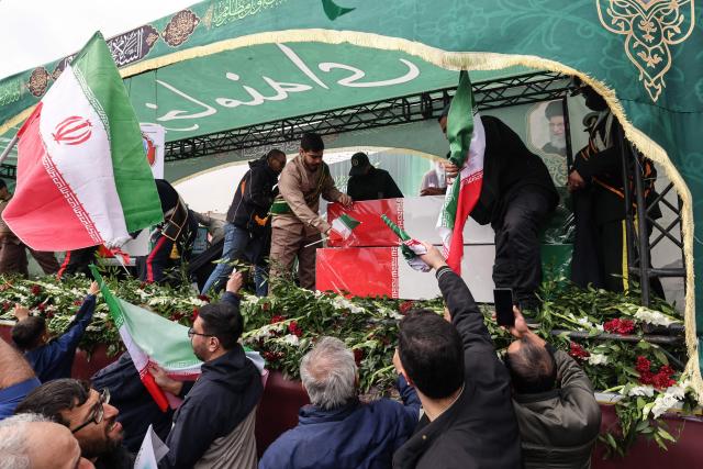 Iranians attend the funeral of Iran's Revolutionary Guards Corps (IRGC) commanders, army commanders and others killed in the early days of the United States and Israeli strikes on Iran, at Enghelab Square in Tehran on March 11, 2026. Washington launched strikes with Israel on Iran on February 28, sparking retaliatory strikes by Tehran against Israel and US bases across the Gulf region. (Photo by Atta KENARE / AFP) / Attention editors: Photo taken with approval from the Ministry of Culture and Islamic Guidance (Ershad) --
AFP covers the war in the Middle East through its extensive regional network, including bureaus in Tehran, Jerusalem, and several neighboring countries. Since the start of the conflict, journalists have been working under increasingly restrictive conditions. Authorities in several countries have limited reporters' movements, photo and live video coverage from sensitive locations. Some governments and armed groups have banned images of missile or drone strikes and other security-related sites. / 