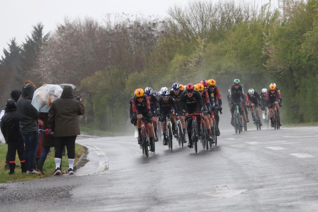 Split groups of riders cycle during the 4th stage of the Paris-Nice cycling race, 195 km between Bourges and Uchon, on March 11, 2026. (Photo by Anne-Christine POUJOULAT / AFP)