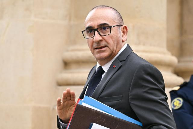 France's Interior Minister Laurent Nunez arrives at the Hotel Matignon to attend a meeting of party leaders on the conflict in Iran, hosted by French Prime Minister, in Paris on March 11, 2026. (Photo by Bertrand GUAY / AFP)