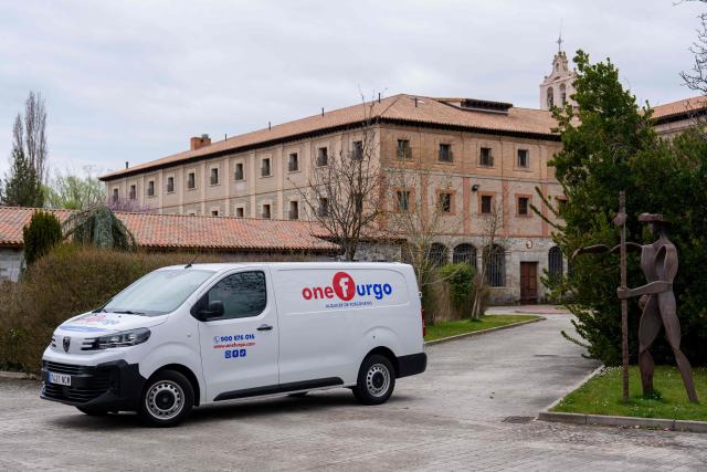 A rental van drives inside the Convent of the Poor Clares of Santa Clara de Belorado, where nuns have been excomunicated by the Vatican after separating from the Catholic church, near Burgos in northern Spain, on March 11, 2026. The Court of First Instance in Briviesca (Burgos) denied the request for a one-month extension to postpone the eviction, and the deadline for their departure is March 12, 2026. (Photo by CESAR MANSO / AFP)