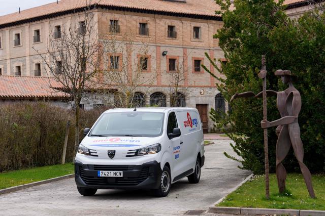 A rental van drives inside the Convent of the Poor Clares of Santa Clara de Belorado, where nuns have been excomunicated by the Vatican after separating from the Catholic church, near Burgos in northern Spain, on March 11, 2026. The Court of First Instance in Briviesca (Burgos) denied the request for a one-month extension to postpone the eviction, and the deadline for their departure is March 12, 2026. (Photo by CESAR MANSO / AFP)