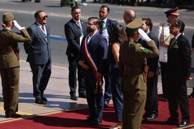 Chile's outgoing President Gabriel Boric arrives at the inauguration ceremony of new President Jose Antonio Kast at the National Congress in Valparaiso, Chile on March 11, 2026. Chile's most right-wing president in over three decades, Jose Antonio Kast, takes office on March 11, 2026, on a promise to tackle surging rates of violent crime and carry out mass migrant deportations. (Photo by Javier TORRES / AFP)