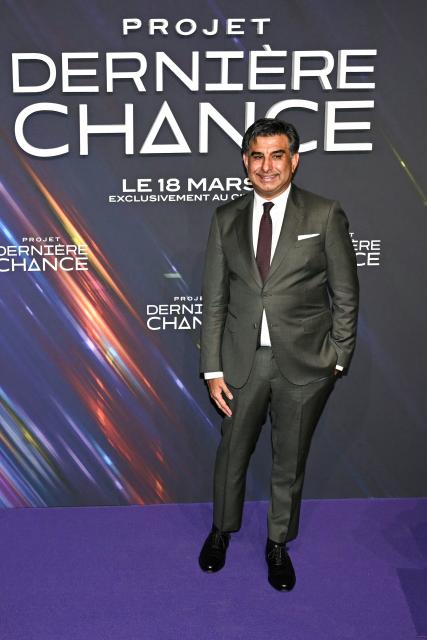 Producer Aditya Sood poses during a photocall before the screening of the movie 'Project Hail Mary' (Projet Dernière Chance) at the Pathe Palace Theater in Paris on March 11, 2026.  (Photo by Martin LELIEVRE / AFP)