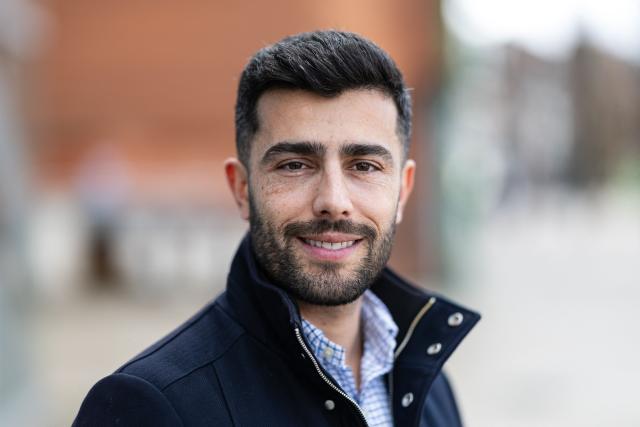 Rassemblement National (RN) mayoral candidate in Lens, Bruno Clavet poses for a photograph in Lens, northern France, on March 11, 2026. (Photo by Sameer Al-DOUMY / AFP)