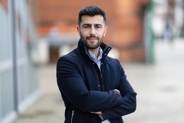 Rassemblement National (RN) mayoral candidate in Lens, Bruno Clavet poses for a photograph in Lens, northern France, on March 11, 2026. (Photo by Sameer Al-DOUMY / AFP)