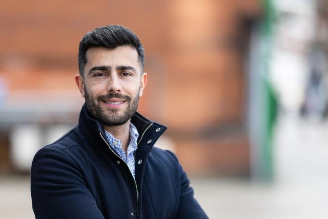 Rassemblement National (RN) mayoral candidate in Lens, Bruno Clavet poses for a photograph in Lens, northern France, on March 11, 2026. (Photo by Sameer Al-DOUMY / AFP)
