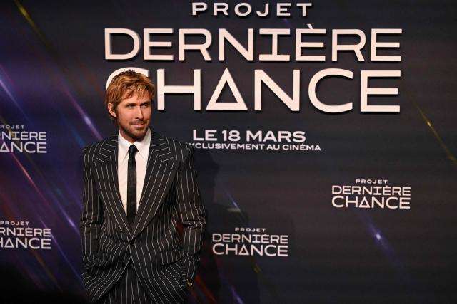 Canadian actor Ryan Gosling poses during a photocall before the screening of the movie 'Project Hail Mary' (Projet Dernière Chance) at the Pathe Palace Theater in Paris on March 11, 2026.  (Photo by Martin LELIEVRE / AFP)