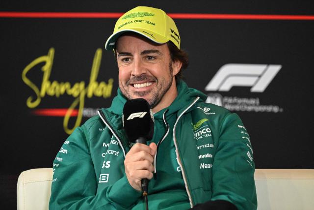 Aston Martin's Spanish driver Fernando Alonso attends a press conference ahead of the Formula One Chinese Grand Prix at the Shanghai International Circuit in Shanghai on March 12, 2026. (Photo by Jade GAO / AFP)