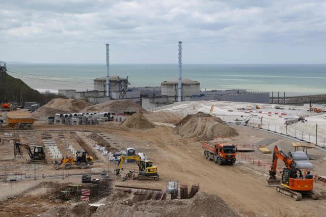 This photograph taken on March 12, 2026, shows the EPR2 construction site of the new reactors currently being built at the Penly nuclear power plant in Petit-Caux on the English channel coast. The nuclear recovery program announced in 2022 by France's President Emmanuel Macron provides for the construction of 6 new generation reactors known as EPR2, built in three pairs, at Penly, Gravelines and then at Bugey. (Photo by Ludovic MARIN / POOL / AFP)