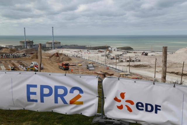 This photograph taken on March 12, 2026, shows the EPR2 construction site of the new reactors currently being built at the Penly nuclear power plant in Petit-Caux on the English channel coast. The nuclear recovery program announced in 2022 by France's President Emmanuel Macron provides for the construction of 6 new generation reactors known as EPR2, built in three pairs, at Penly, Gravelines and then at Bugey. (Photo by Ludovic MARIN / POOL / AFP)
