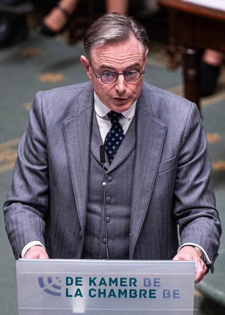 Belgium's Prime Minister Bart De Wever speaks during a plenary session of the Chamber at the Federal Parliament in Brussels on March 12, 2026. (Photo by EMILE WINDAL / Belga / AFP) / Belgium OUT