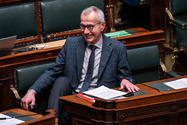 Belgian Vice-prime minister and Minister of Public Health and Social Affairs Frank Vandenbroucke speaks during a plenary session of the Chamber at the Federal Parliament in Brussels on March 12, 2026. (Photo by EMILE WINDAL / Belga / AFP) / Belgium OUT