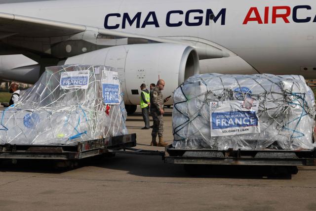 A French cargo plane carrying aid from the French Ministry of Health arrives at Beirut International Airport on March 12, 2026. Israeli strikes on Lebanon have killed at least 687 people since March 2, Lebanon's information minister said on March 12, as Israel threatened to expand its operations as it fights Hezbollah in the country. More than 100,000 people have been displaced in Lebanon in a single day, the UN said, as Israel continued to pound Iran-backed Hezbollah militants. (Photo by Anwar AMRO / AFP)
