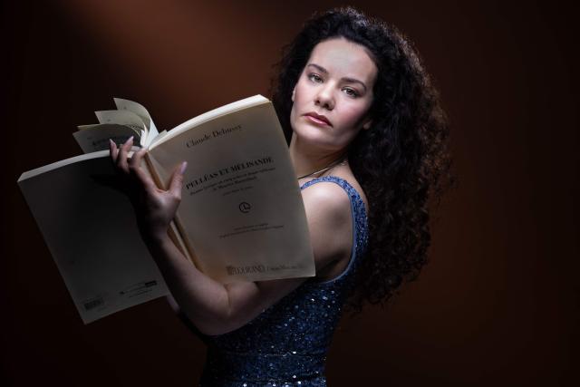 French-Algerian soprano Tamara Bounazou poses during a photo session in Paris on March 10, 2026. (Photo by JOEL SAGET / AFP)