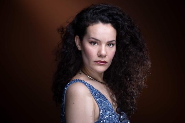 French-Algerian soprano Tamara Bounazou poses during a photo session in Paris on March 10, 2026. (Photo by JOEL SAGET / AFP)