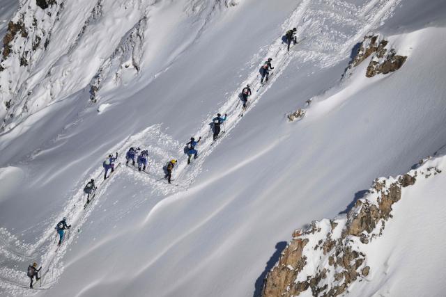 A skier competes compete during the second stage of the 40th edition of the Pierra-Menta ski-mountaineering race in Areches-Beaufort, southeastern France on March 12, 2026. (Photo by ARNAUD FINISTRE / AFP)