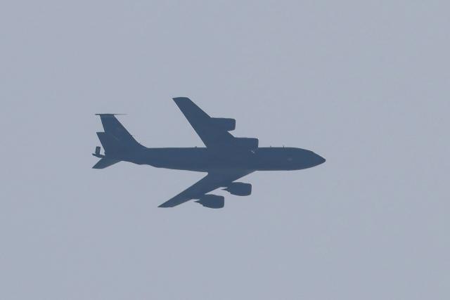 (FILES) A US Air Force Boeing KC-135 Stratotanker aerial-refuelling aircraft flies over Tel Aviv on March 4, 2026. An American KC-135 aerial refueling aircraft crashed in western Iraq while a second plane involved in the incident landed safely, the US military said on March 12, 2026. "One of the aircraft went down in western Iraq, and the second landed safely. This was not due to hostile fire or friendly fire," US Central Command (CENTCOM), which is responsible for American forces in the Middle East, said in a statement. (Photo by JACK GUEZ / AFP)