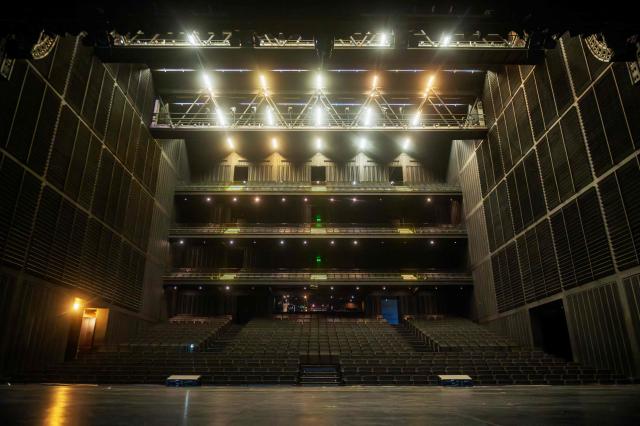 The interior of the Bio-Bio Theater, designed by Chilean architect Smiljan Radic, is pictured in Concepcion, Chile, on March 12, 2026. On March 12, the Pritzker Prize, the world's highest award in architecture, was awarded to Chilean Smiljan Radic Clarke, known especially for his use of natural materials, the Chicago-based organization announced. (Photo by Lukas Jara / AFP)
