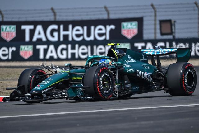 Aston Martin's Spanish driver Fernando Alonso drives during a practice session ahead of the Formula One Chinese Grand Prix at the Shanghai International Circuit in Shanghai on March 13, 2026. (Photo by JADE GAO / AFP)