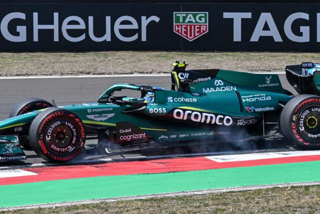 Aston Martin's Spanish driver Fernando Alonso drives during a practice session ahead of the Formula One Chinese Grand Prix at the Shanghai International Circuit in Shanghai on March 13, 2026. (Photo by Jade Gao / AFP)