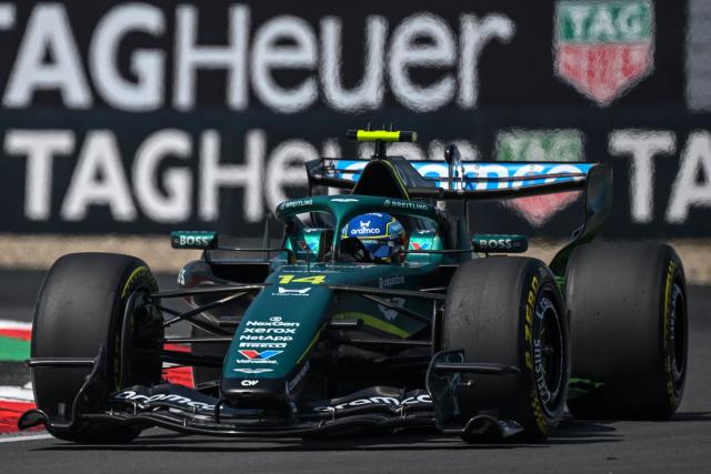 Aston Martin's Spanish driver Fernando Alonso drives during a practice session ahead of the Formula One Chinese Grand Prix at the Shanghai International Circuit in Shanghai on March 13, 2026. (Photo by JADE GAO / AFP)