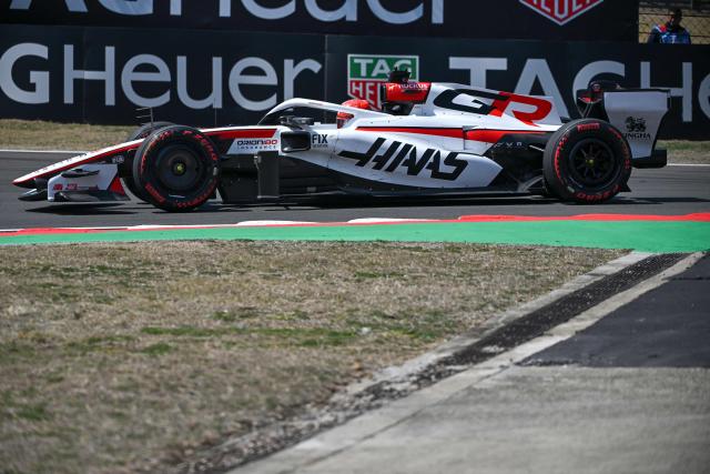 Haas F1 Team's French driver Esteban Ocon drives during a practice session ahead of the Formula One Chinese Grand Prix at the Shanghai International Circuit in Shanghai on March 13, 2026. (Photo by JADE GAO / AFP)