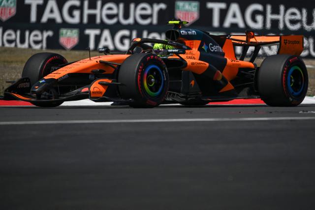 McLaren's British driver Lando Norris drives during a practice session ahead of the Formula One Chinese Grand Prix at the Shanghai International Circuit in Shanghai on March 13, 2026. (Photo by JADE GAO / AFP)