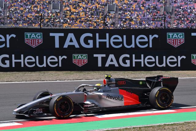 Audi's Brazilian driver Gabriel Bortoleto drives during a practice session ahead of the Formula One Chinese Grand Prix at the Shanghai International Circuit in Shanghai on March 13, 2026. (Photo by Jade Gao / AFP)