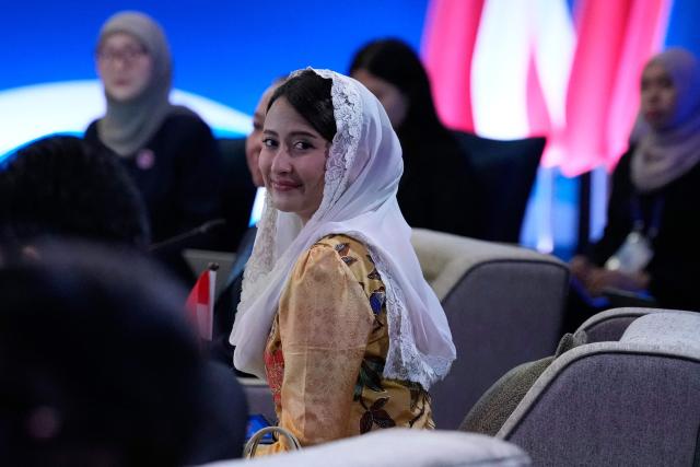 Indonesia Vice Minister of Trade Dyah Roro Esti Widya Putri smiles during the 32nd ASEAN Economic Ministers’ Retreat and Related Meetings in Manila on March 13, 2026. (Photo by Aaron Favila / POOL / AFP)