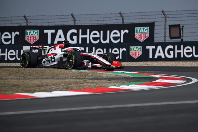 Haas F1 Team's French driver Esteban Ocon drives during a practice session ahead of the Formula One Chinese Grand Prix at the Shanghai International Circuit in Shanghai on March 13, 2026. (Photo by JADE GAO / AFP)
