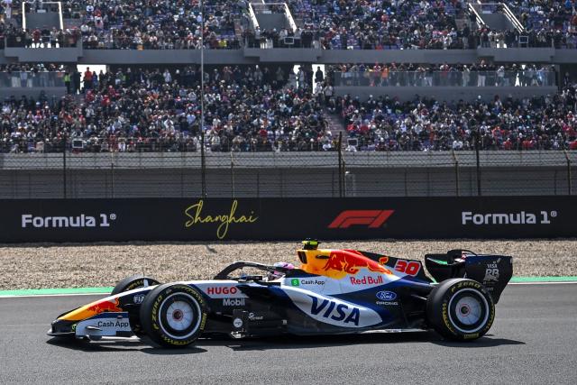 Racing Bulls' New Zealand driver Liam Lawson drives during a practice session ahead of the Formula One Chinese Grand Prix at the Shanghai International Circuit in Shanghai on March 13, 2026. (Photo by JADE GAO / AFP)